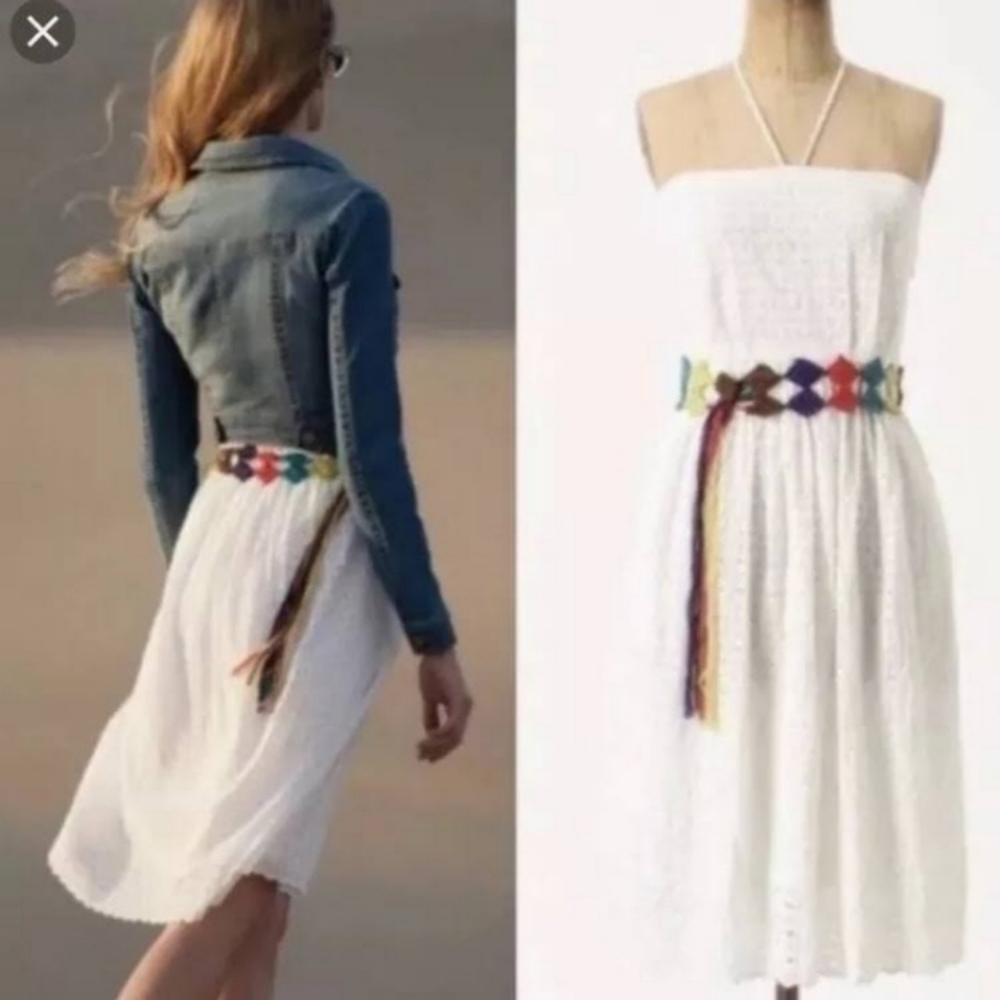 Anthropologie HD in Paris Strapless Eyelet Dress Size 6